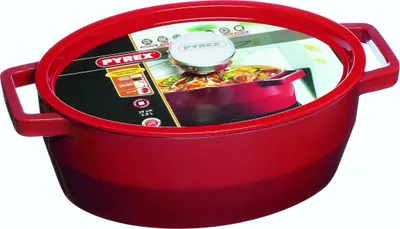 Zdjęcie produktu dla PYREX Slow Cook brytfanna owalna, z pokrywką, długość: 290 mm, czerwona