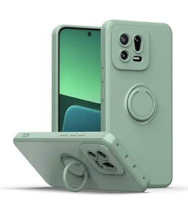 Obrázek produktu pro Xiaomi 13 Pouzdro, s prstencovým držákem a stojánkem, odolné proti poškrábání, měkký silikon pouzdro pro Xiaomi 13 Tyrkysový