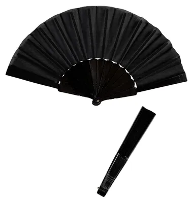 Produktbild von Schwarzer Handfächer aus Stoff als Burlesque Kostümzubehör