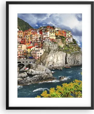 Produktbild von Gerahmtes Poster - Schwarzer Rahmen - Italien küste felsen landschaft - 40x50 cm - Wand Bild - Wanddeko - Wandbilder - Wandposter - Bilderrahmen - Bilder - Kunstdruck - Wandbild - P2BPA40x50-2710