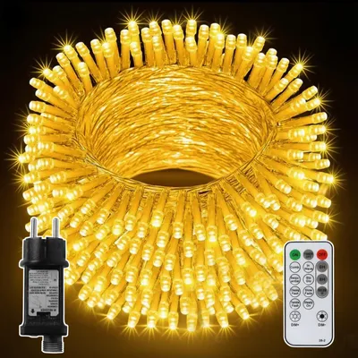 Lichterkette 30 m, 300 warmweiße LEDs, IP44, mit Fernbedienung