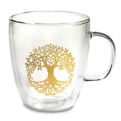Image de Verre à Thé Double Paroi Arbre de Vie - 400 Ml