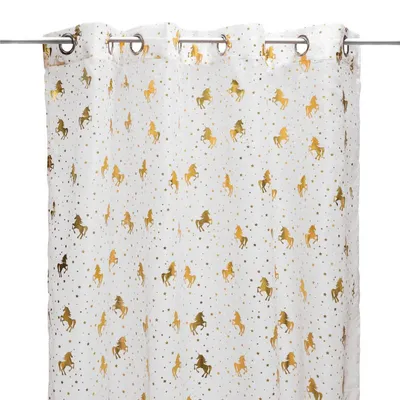 Obrázok produktu pre Detský záves UNICORN, 140 x 250 cm, biely so zlatými jednorožcami