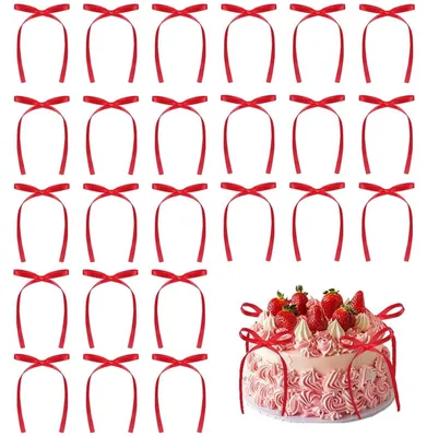 20 rote Schleifen-Tortenaufsätze, Torten-Deko, Hochzeit, Geburtstag