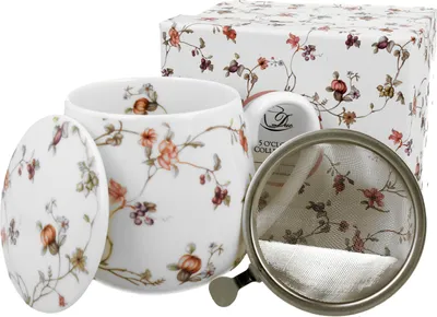Produktbild von DUO FLORAL Fassbecher 430 ml SAFA mit Teesieb, New Bone China Porzellan