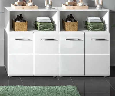 Produktbild von Badezimmer Kommode Set "Cover" in weiß Hochglanz 2x Badkommode 120 x 80 cm