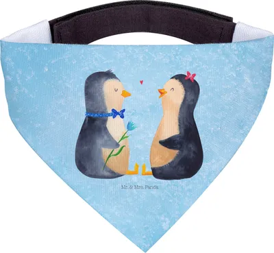 Produktbild von Mr. & Mrs. Panda Bandana Pinguin Pärchen - Eisblau - Geschenk, Hunde Hals Tuch, Verknallt, Hochzeitsgeschenk, Halstuch, Hundehalstuch, Hochzeitstag, Dreieckstuch, Liebe