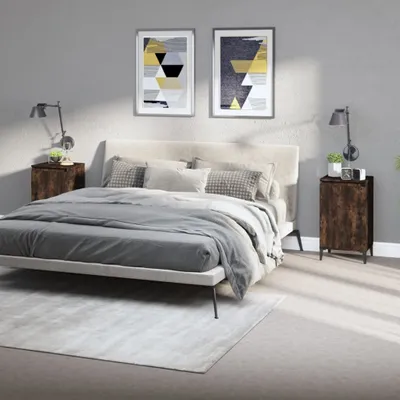 Obrázek produktu pro vidaXL Noční stolky 2 ks. Kouřový dub 40x35x70 cm výrobek ze surového dřeva