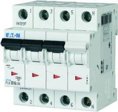 Obrázek produktu pro 3P+N B 16A 6kA AC Nadproudový jistič PL6-B16/3N 106037 Eaton