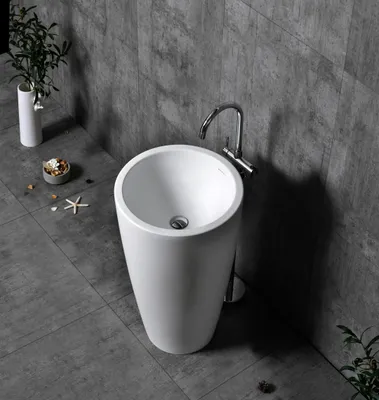 Produktbild von Standwaschbecken TWZ16 - Mineralguss - Weiß matt -  50 x 50 x 90 cm