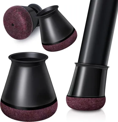 Produktbild von 24 Stš¹ck Stuhlbeinkappen,Schwarz Schutzkappen fš¹r Stuhlbeine Mit Filz,Filzgleiter, Silikon Schutzkappen fš¹r Stuhlbeine Schr?ge, Stš¹hle fš¹r Verschlei?feste Stuhlbeinschoner, S Fit:14-20mm