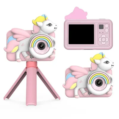 Produktbild von ZELURXX  Kinderkamera, Dual Lens, 96MP, 2.0 Zoll IPS Display, Musikplayer, Zeitgesteuertes Foto, Silikonhülle, Stoßfest, Niedliches Design, Rosa
