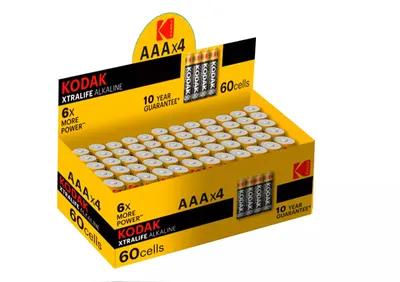 Produktbild von Kodak Alkaline Batterien Vorratspack, 60 Stück AAA, Markenqualität, R03, 1,5V