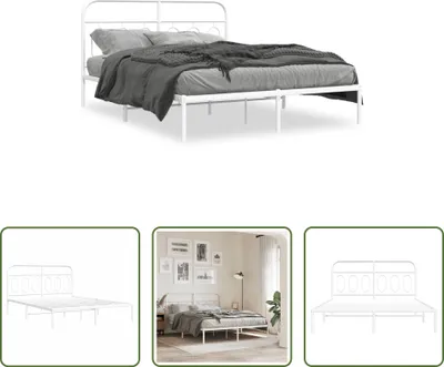 Produktbild von The Living Store Bettgestell mit Kopfteil Metall Weiß 140x200 cm