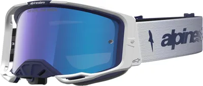 Produktbild von Alpinestars Vision 8 Amber Mirror Motocross Brille, weiß/blau, Einheitsgröße