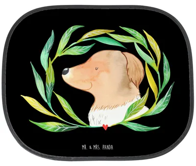 Produktbild von Mr. & Mrs. Panda Sonnenschutz Fürs Auto Hund Blumen - Schwarz - Geschenk, Hundeliebe, Sprüche, autofenster, Ranke, Sonnenblende, Hunde, saugnapf
