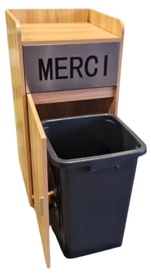 Image de Poubelle snack merci marron avec bac plastique 110L