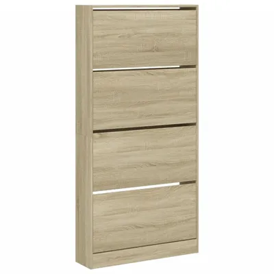 Produktbild von Schuhschrank mit 4 Klappen Sonoma-Eiche 80x21x163,5 cm