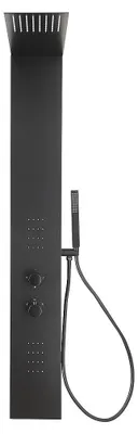 Produktbild von Thermostatische Hydromassage-Duschsäule - Schwarz Matt - B20 x H140 cm ZAZIA