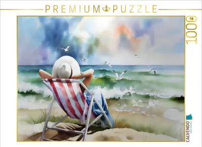Produktbild von CALVENDO Puzzle Am Meer sitzen | 1000 Teile Lege-Größe 64x48cm Foto-Puzzle für glückliche Stunden