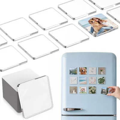 Zdjęcie produktu dla Akrylowe magnesy na lodówkę do samodzielnego tworzenia, 24 sztuki, 5 x 5 cm, idealne do kreatywnych projektów rękodzielniczych