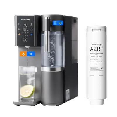 Produktbild von Waterdrop WD-A2 Arbeitsplatte Umkehrosmoseanlage mit 1 zusätzlichen Ersatz-Wasserfilter(WD-A2RF), Heißes und Kaltes RO-System, Tragbarer Reinwassertank, Flaschenloser Wasserkühler