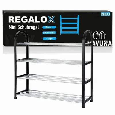 Produktbild von REGALOX Schuhablage Schuhständer Schuhschrank Mini Schuhregal Metall ABS 4Etagen