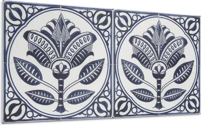 Produktbild von Florales Keramikmuster – Selbstklebende Fliesen – Wandverkleidung – Wandpaneel – PVC Fliesen – Vinylflisen – PCV Flisen – Selbstklebend – Wanddeko – 10 Stück 100 x 50 cm