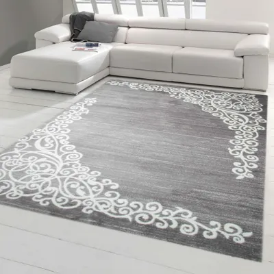 Immagine prodotto di Tappeto moderno tappeto di design tappeto orientale con glitter tappeto da salotto con motivo floreale screziato in grigio crema dimensioni - 120 x 160 cm
