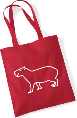 Produktbild von Huuraa Jutebeutel Capybara Silhouette 10 Liter Classic Red Baumwolle Tasche Geschenkidee