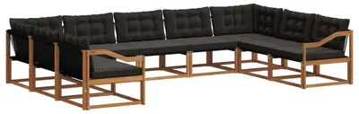 Immagine prodotto di vidaXL Set divani da esterno con cuscini 9 pezzi Naturale e Nero
