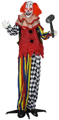Zdjęcie produktu dla Outsunny Dekoracja na Halloween 173 cm Klown na Halloween z świecącymi oczami i dźwiękiem