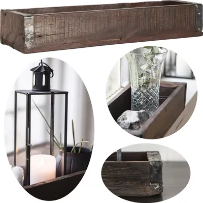 Produktbild von LS-LebenStil Vintage Holz Aufbewahrungsbox Unika 35x10cm Holzkiste Besteckkasten Besteckkorb Küche Büro Schreibtisch Organizer Holzbox Ordnungsbox