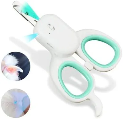 Produktbild von PAKEWAY Haustier-Krallenschere für Katzen&Kleinhund mit LED-Licht und UV-Licht – Sicherheitsstopp gegen Über-Schneiden, Professioneller Nagelknipser für die Haustierpflege Kleinhund