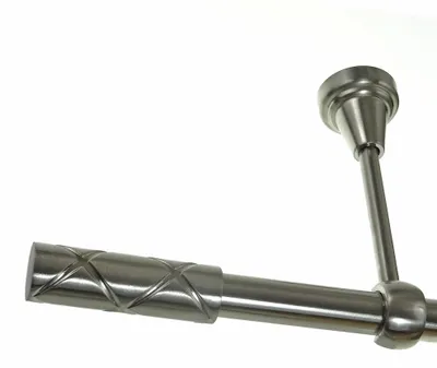 Produktbild von Gardinenstange Set Edelstahl Look Metall Ø 19mm zur Deckenbefestigung 1-lauf Zylinder, Länge wählbar D18E63