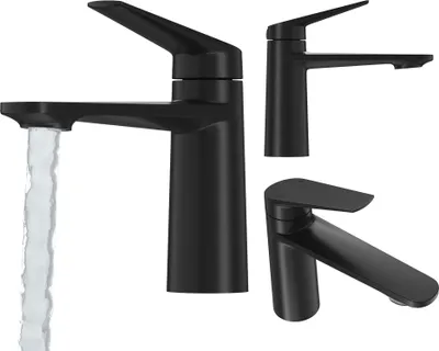 Obrázek produktu pro Granitan – umyvadlová baterie – koupelnová baterie – keramická kartuše – mosaz – černá – baterie k umyvadlu – NAVE