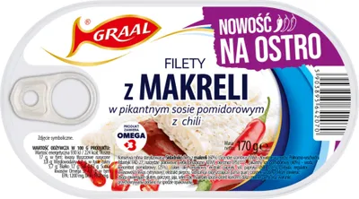 Zdjęcie produktu dla Graal Filet Z Makreli W Pikatnym Sosie Pomidorowym Z Chilli 170 G