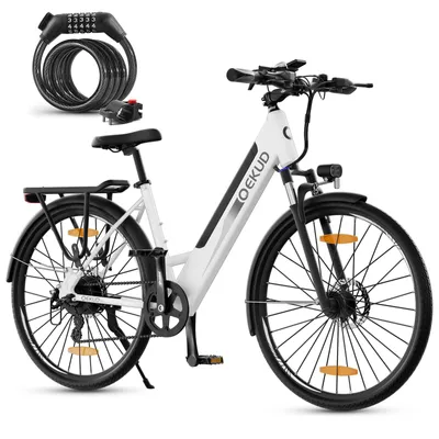 Produktbild von Qekud  F26 pro City E-Bike Trekking E-Bike MTB Citybikes 26-Zoll  250W Motor  21-Gang mit APP Weiss