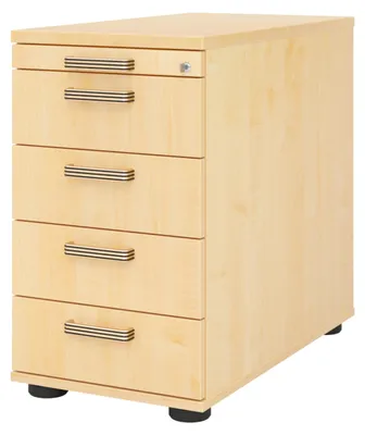 Produktbild von bümö office Standcontainer - mit 4 Schubladen - Nachbildung Ahorn, Griff: Streifengriff (Kunststoff)