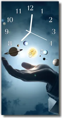 Produktbild von Tulup Glasuhr Wanduhr Küchenuhr Echt-Glas 30x60 Planeten Hand Blau