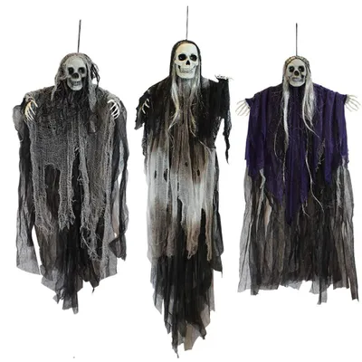 Produktbild von JOYIN Hängende Halloween-Dekoration, Skelett, Geist, Sensenmann, 3 Stück