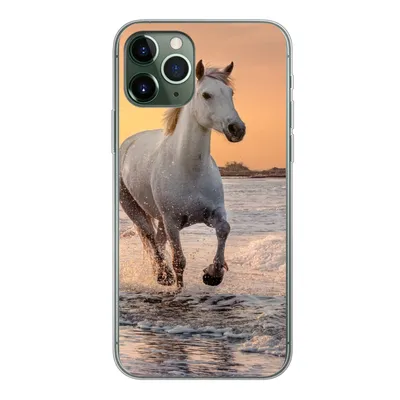 Produktbild von MuchoWow® Handyhülle Schutzhülle Hülle für iPhone 11 Pro Pferde - Sonne - Meer - Strand - Tiere Silikon Softcase Handy Hülle - Handy