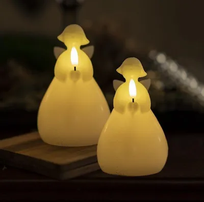 Produktbild von Sirius LED Kerze Engel Lucia 2er Set 10cm Wachs weiß