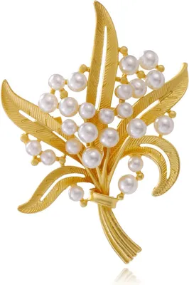Imagen del producto de Broche dorado con perla, ligero, para mujer