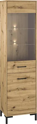 Zdjęcie produktu dla FURNLUX Gablota Nevio dąb i czarny 55 cm / Kolor główny: beżowy / Wymiary: 55 x 200 x 40 cm