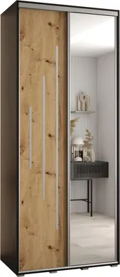 Produktbild von MEBLE KRYSPOL Cannes 13 Schrank mit 2 Schiebetüren - 205,2x120x45 cm - Schwarz Artisan Silber