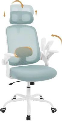 Produktbild von WOLTU Bürostuhl ergonomisch, Lendenwirbelstütze, Wippfunktion, Netzstoff : Blau Farbe: Blau