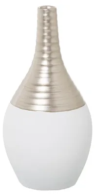 Immagine prodotto di Solidchoice - Vaso da tavolo in Vetroceramica, bianco opaco e champagne, 19 x 19 x 38 cm