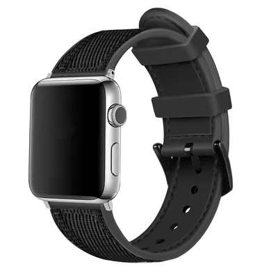 Produktbild von Strap-it Apple Watch 8 Nylon-Hybridarmband (Schwarz)