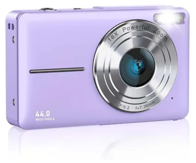 Produktbild von Zimilo Kinder Digitalkamera 44MP 1080P, 16x Zoom, 2,4 Zoll Display, Selfie Mini Kamera mit Akkus, Typ C, Tasche, Trageband, Autofokus, Webcam, Lila